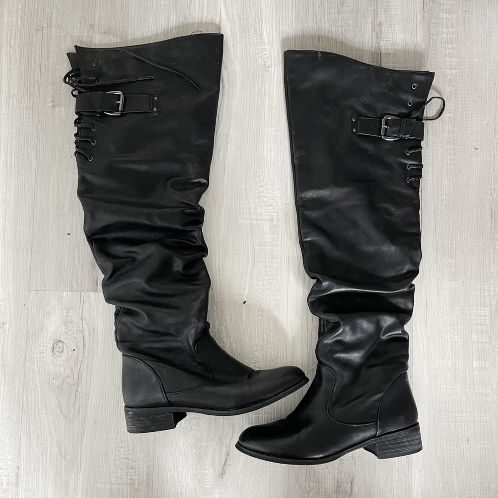 Black over the knee slouchy boots